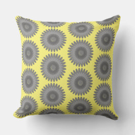 灰色と黄色のプリント クッション