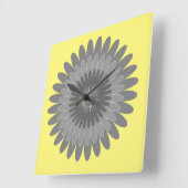 灰色と黄色のプリント スクエア壁時計 (傾斜)