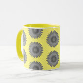 灰色と黄色のプリント マグカップ (正面左)