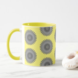灰色と黄色のプリント マグカップ