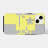 灰色と黄色のプリント iPhoneケース (裏面横)