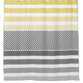 灰色と黄色のヘリンボーンシャワーカーテン シャワーカーテン (正面)