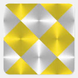 灰色と黄色のメタリック調の正方形 スクエアシール