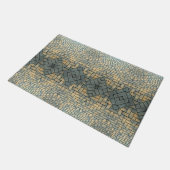 灰色と黄色のモザイクレンガ ドアマット (アングル)