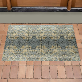 灰色と黄色のモザイクレンガ ドアマット