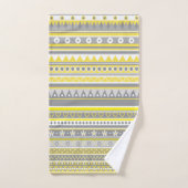 灰色と黄色の幾何学形状 バスタオルセット (ハンドタオル)