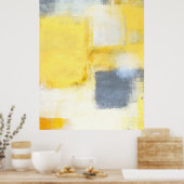 灰色と黄色の抽象芸術アートのポスタープリント ポスター (キッチン)