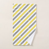 灰色と黄色の斜めの小さなストライプ バスタオルセット (ハンドタオル)