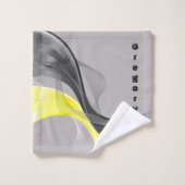 灰色と黄色の渦巻き線バスタオルセット バスタオルセット (ウォッシュタオル)