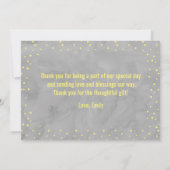 灰色と黄色の赤ちゃんシャワー |サンキューカード サンキューカード (裏面)