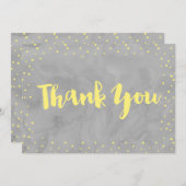 灰色と黄色の赤ちゃんシャワー |サンキューカード サンキューカード (正面/裏面)
