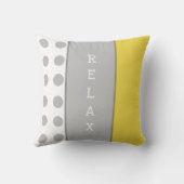 灰色と黄色、水玉模様とストライプリラックス クッション (裏面)