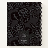 灰色と黒と鮮やか花はっきりした柄 ノートブック (裏面)