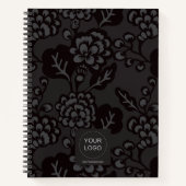 灰色と黒と鮮やか花はっきりした柄 ノートブック (正面)