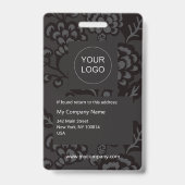 灰色と黒と鮮やか花はっきりした柄 バッジ (裏面)