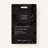 灰色と黒と鮮やか花はっきりした柄 バッジ (裏面)