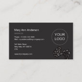 灰色と黒と鮮やか花はっきりした柄 名刺 (正面)