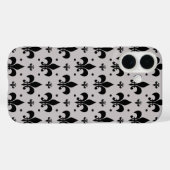 灰色と黒のアヤメ模様デザイン Case-Mate iPhoneケース (裏面 (横))