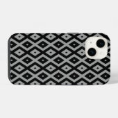 灰色と黒のダイヤモンドパターン iPhoneケース (裏面横)