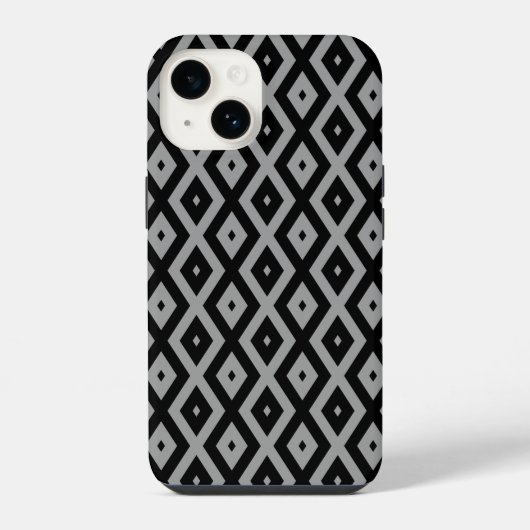 灰色と黒のダイヤモンドパターン iPhoneケース (裏面)