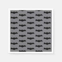 灰色と黒のハロウィンのコウモリ スタンダードカクテルナプキン