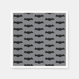 灰色と黒のハロウィンのコウモリ スタンダードカクテルナプキン