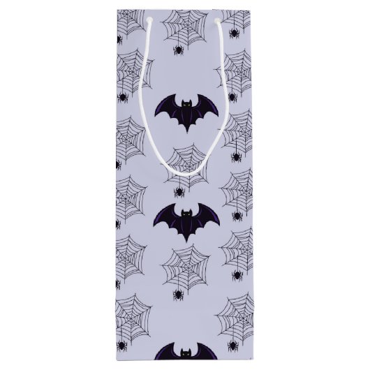 灰色と黒のハロウィーンスパイダーウェブこうもり ワインギフトバッグ (裏面)