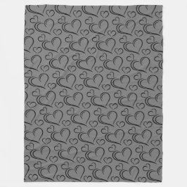 灰色と黒のハート大シェルパ毛布 フリースブランケット