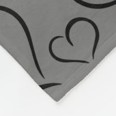 灰色と黒のハート大シェルパ毛布 フリースブランケット (角)