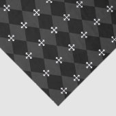 灰色と黒のハーレキンデザインとゴシック十字架 薄葉紙 (詳細)