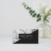 灰色と黒の大理石と黒の三角形 名刺 (スタンド正面)