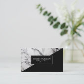 灰色と黒の大理石黒の三角形 名刺 (スタンド正面)