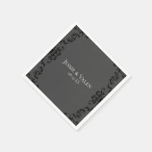 灰色と黒の渦巻きゴシッ結婚クス スタンダードカクテルナプキン (角)