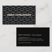 灰色と黒の蝶パターンの名刺 名刺 (正面/裏面)