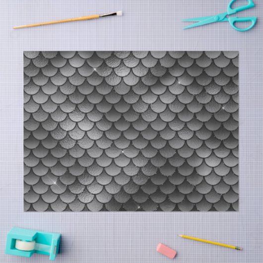 灰色と黒の魚の切りはかりで測離 薄葉紙 (クラフト)