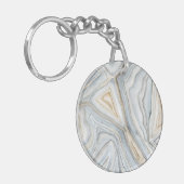 灰色によって大理石模様をつけられる抽象デザイン キーホルダー (正面左)
