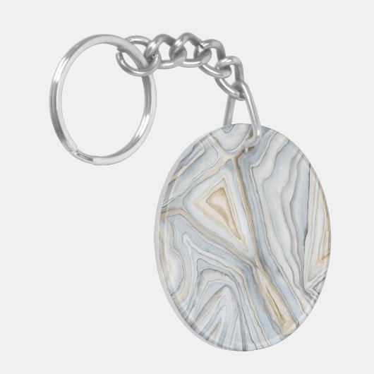 灰色によって大理石模様をつけられる抽象デザイン キーホルダー (正面左)