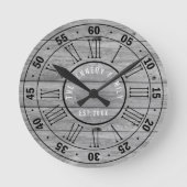 灰色によって開拓される木製の姓の農家 ラウンド壁時計 (正面)