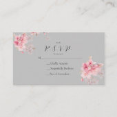 灰色にシックなピンクの桜の花 エンクロージャーカード (正面)