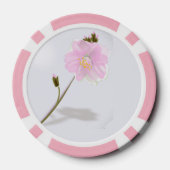 灰色にシンプルピンク色の花 ポーカーチップ (裏面)