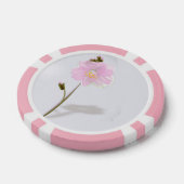 灰色にシンプルピンク色の花 ポーカーチップ (シングル)