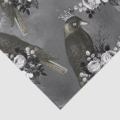 灰色に冠をかぶった黒鳥と白い花 薄葉紙 (詳細)