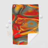 灰色に引っ掻いたオレンジ色から赤の曲線状のステイン ゴルフタオル (インサイチュ)