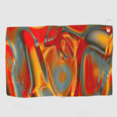 灰色に引っ掻いたオレンジ色から赤の曲線状のステイン ゴルフタオル (横)