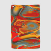 灰色に引っ掻いたオレンジ色から赤の曲線状のステイン ゴルフタオル (正面)