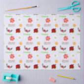 灰色に文字模様の花 薄葉紙 (クラフト)