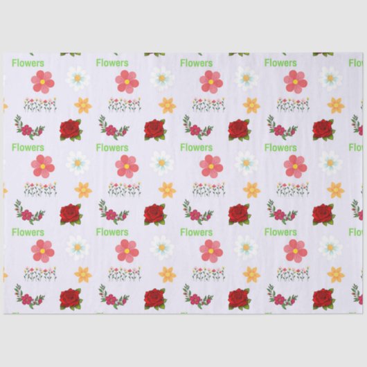 灰色に文字模様の花 薄葉紙 (正面)