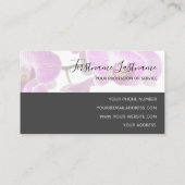 灰色に美しい紫のピンクの蘭 名刺 (裏面)