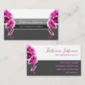 灰色に美しい紫のピンクの蘭 名刺 (正面/裏面)