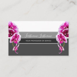 灰色に美しい紫のピンクの蘭 名刺